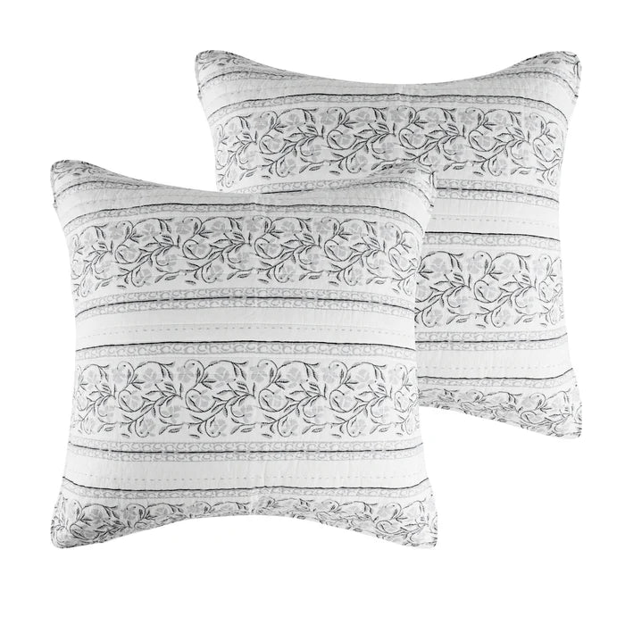 Adare Euro Sham Set of 2 - Coastal Euro Shams - Grey - Quahog Bay Bedding