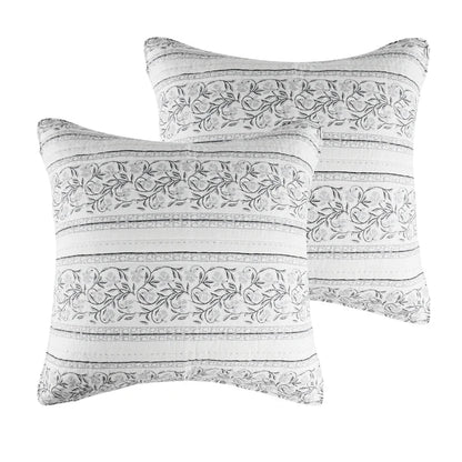 Adare Euro Sham Set of 2 - Coastal Euro Shams - Grey - Quahog Bay Bedding