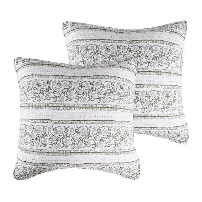 Adare Euro Sham Set of 2 - Coastal Euro Shams - Sage - Quahog Bay Bedding