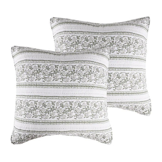 Adare Euro Sham Set of 2 - Coastal Euro Shams - Sage - Quahog Bay Bedding