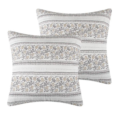 Adare Euro Sham Set of 2 - Coastal Euro Shams - Taupe - Quahog Bay Bedding