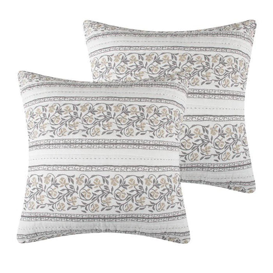 Adare Euro Sham Set of 2 - Coastal Euro Shams - Taupe - Quahog Bay Bedding
