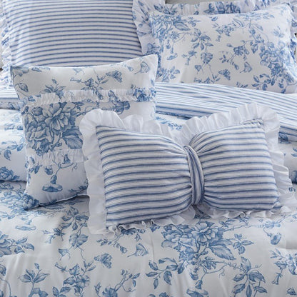 Adele Comforter Set with Decorative Pillows - Coastal Floral Comforter Set - Blue - Quahog Bay Bedding