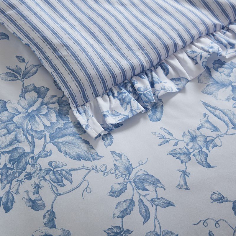 Adele Comforter Set with Decorative Pillows - Coastal Floral Comforter Set - Blue - Quahog Bay Bedding