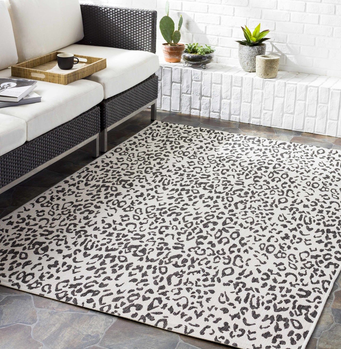 Alderbury White Leopard Print Rug - Quahog Bay Bedding