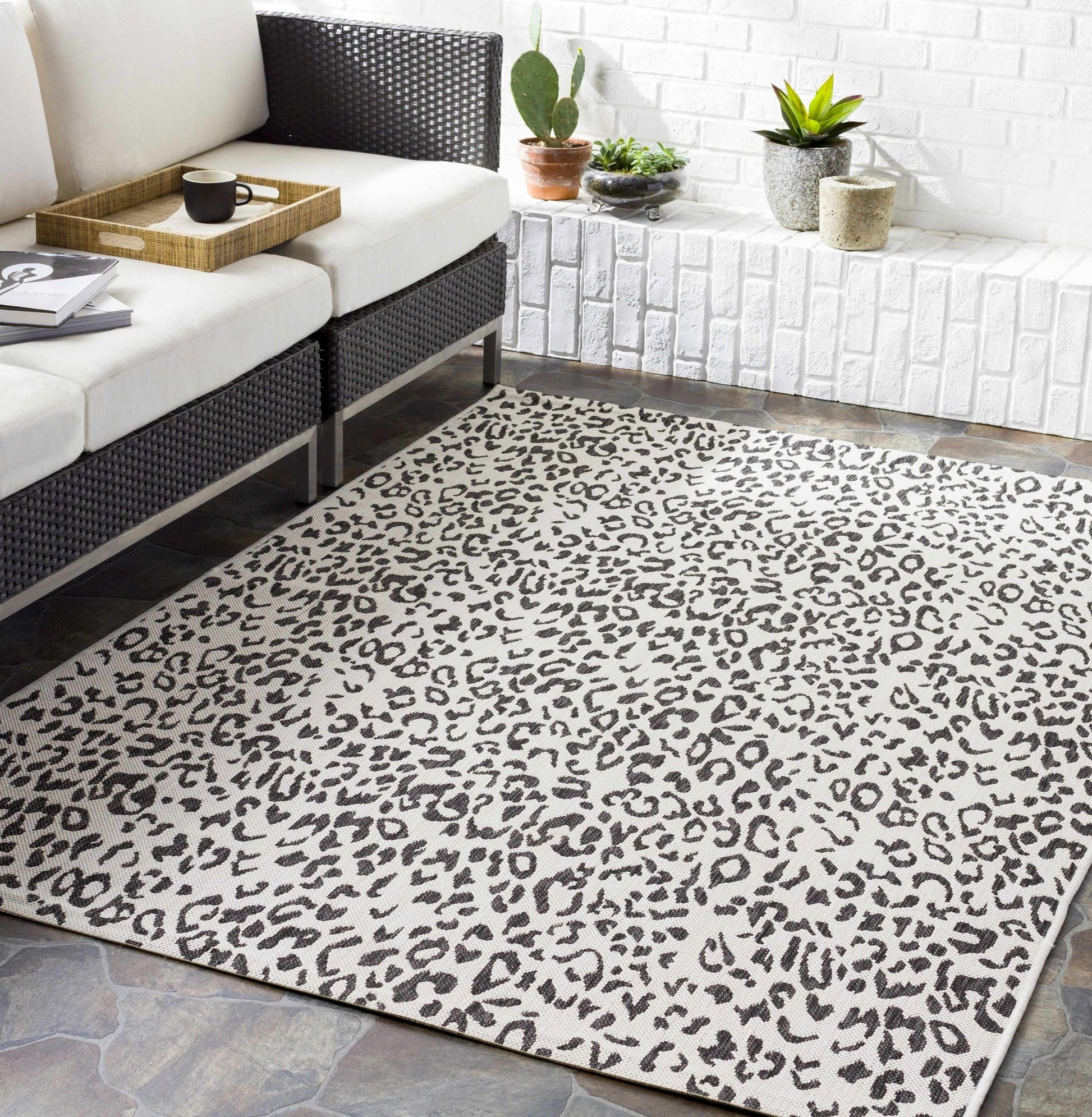 Alderbury White Leopard Print Rug - Quahog Bay Bedding