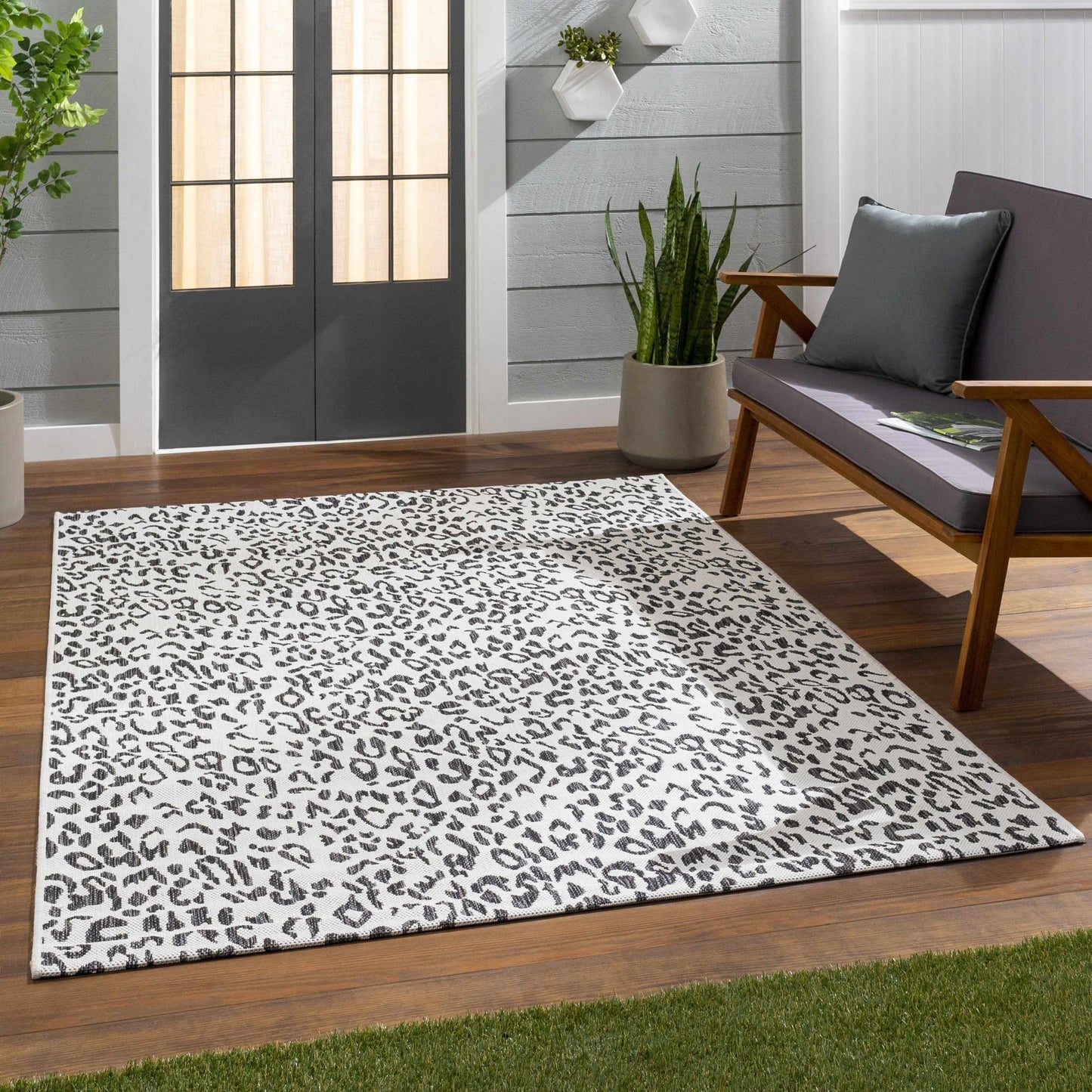 Alderbury White Leopard Print Rug - Quahog Bay Bedding