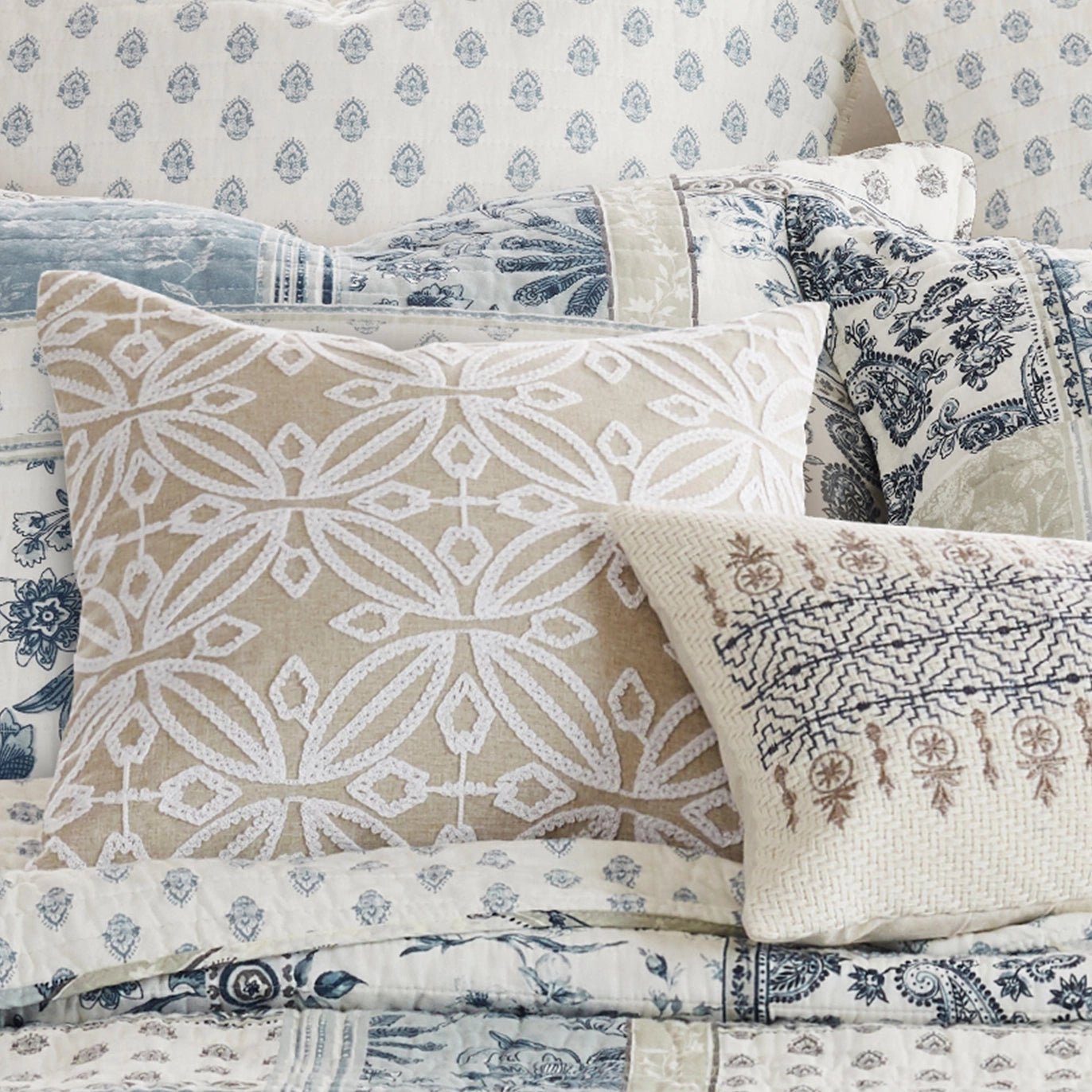 Aliza Blue Stripe Pillow - Quahog Bay Bedding