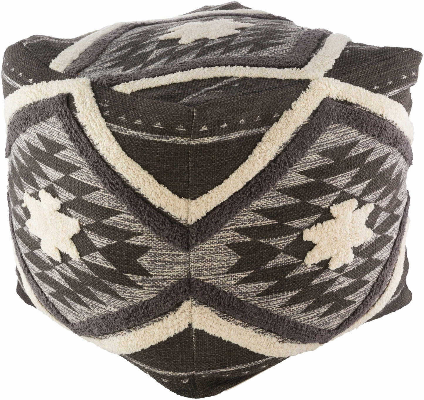 Almondbank Handwoven Beige Cotton Pouf - Quahog Bay Bedding