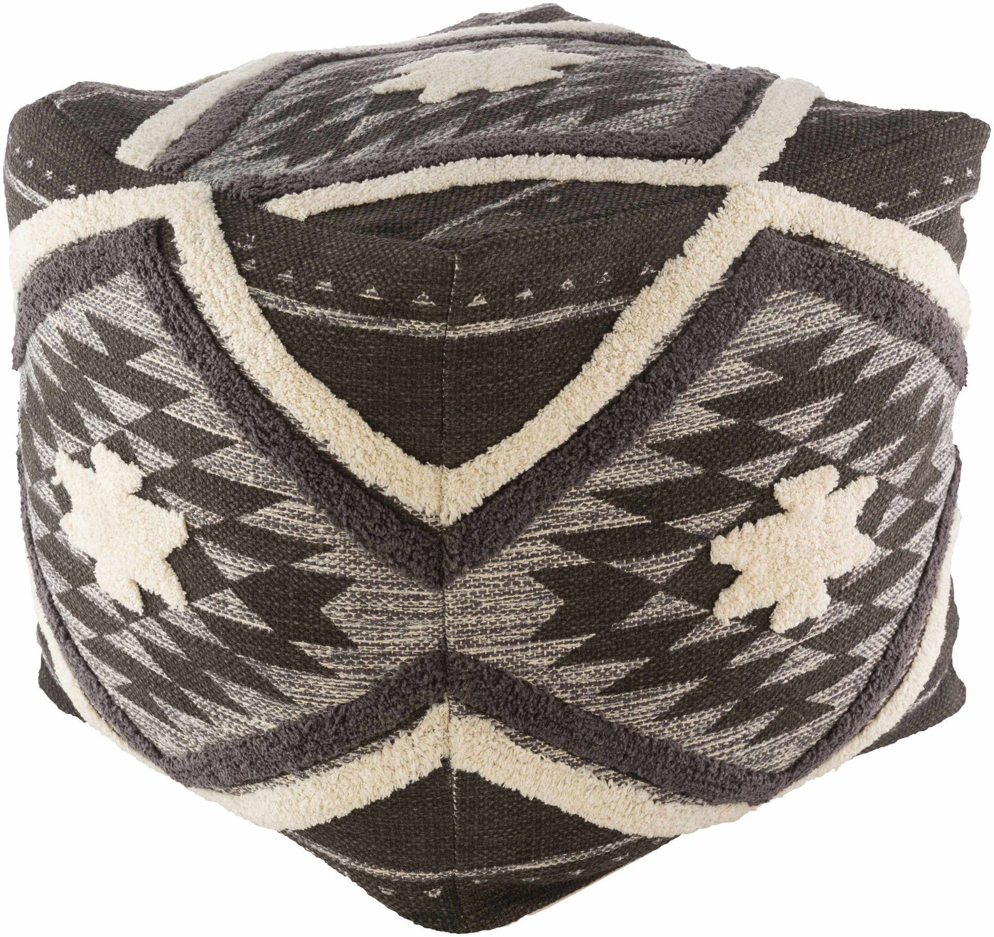 Almondbank Handwoven Beige Cotton Pouf - Quahog Bay Bedding
