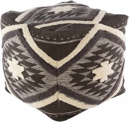 Almondbank Handwoven Beige Cotton Pouf - Quahog Bay Bedding
