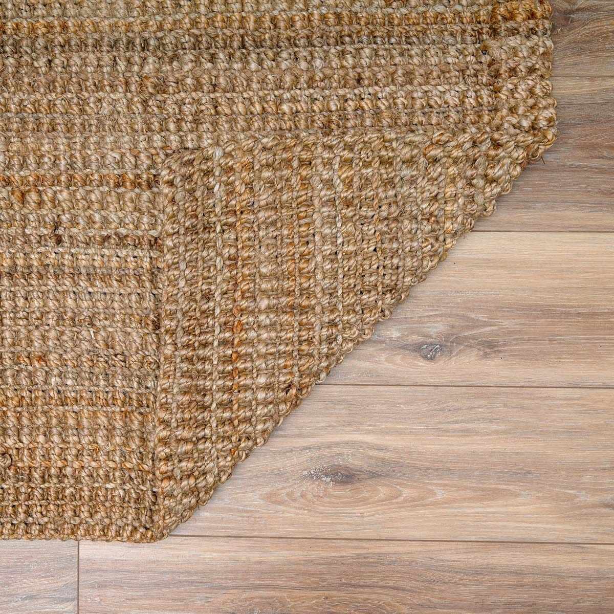 Ambel Chocolate Brown Camel Jute Area Rug - Quahog Bay Bedding
