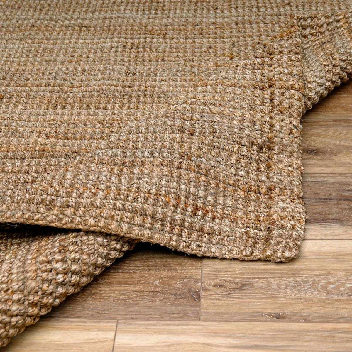 Ambel Chocolate Brown Camel Jute Area Rug - Quahog Bay Bedding