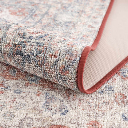 Ambre Burgundy, Blue & Beige Washable Area Rug - Quahog Bay Bedding