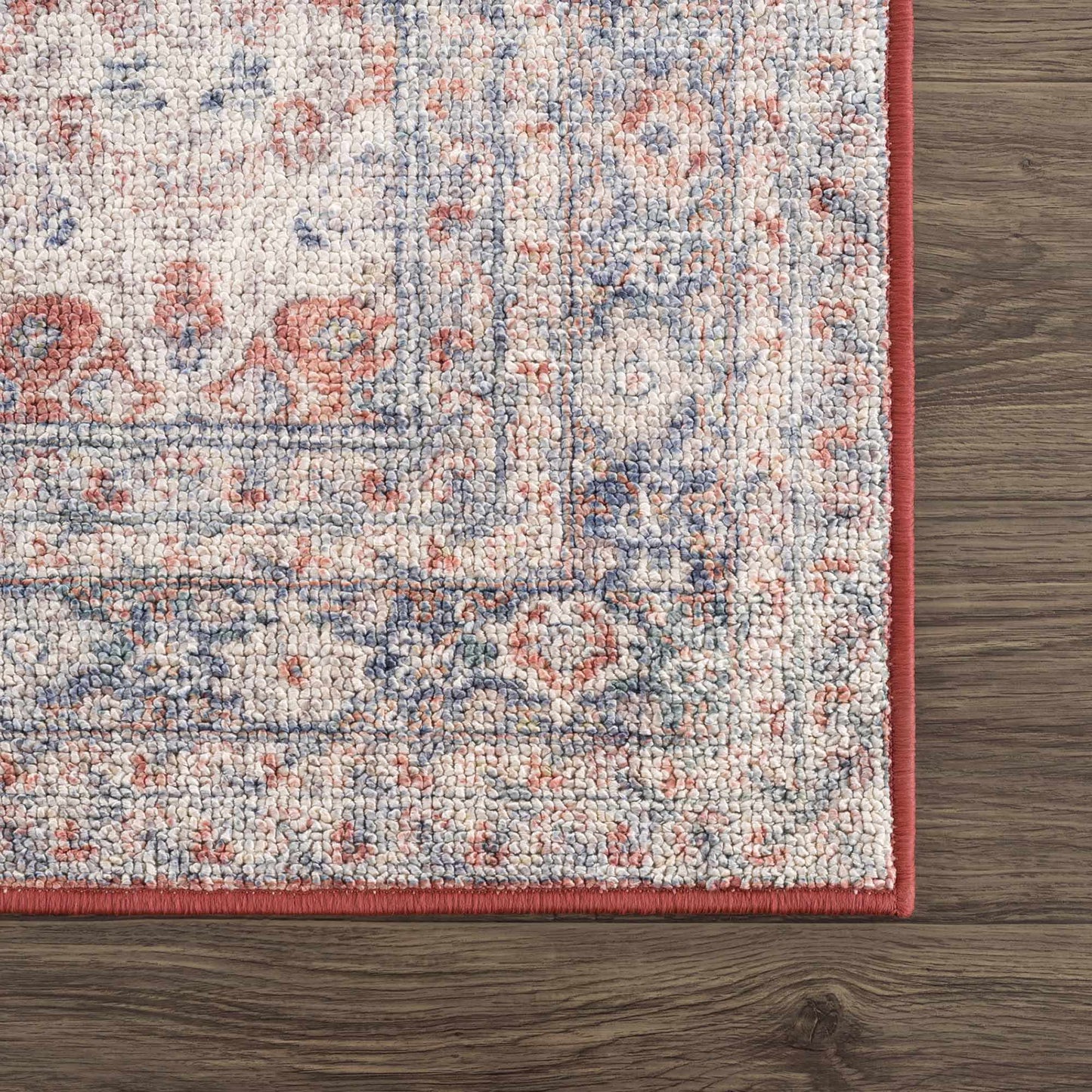 Ambre Burgundy, Blue & Beige Washable Area Rug - Quahog Bay Bedding