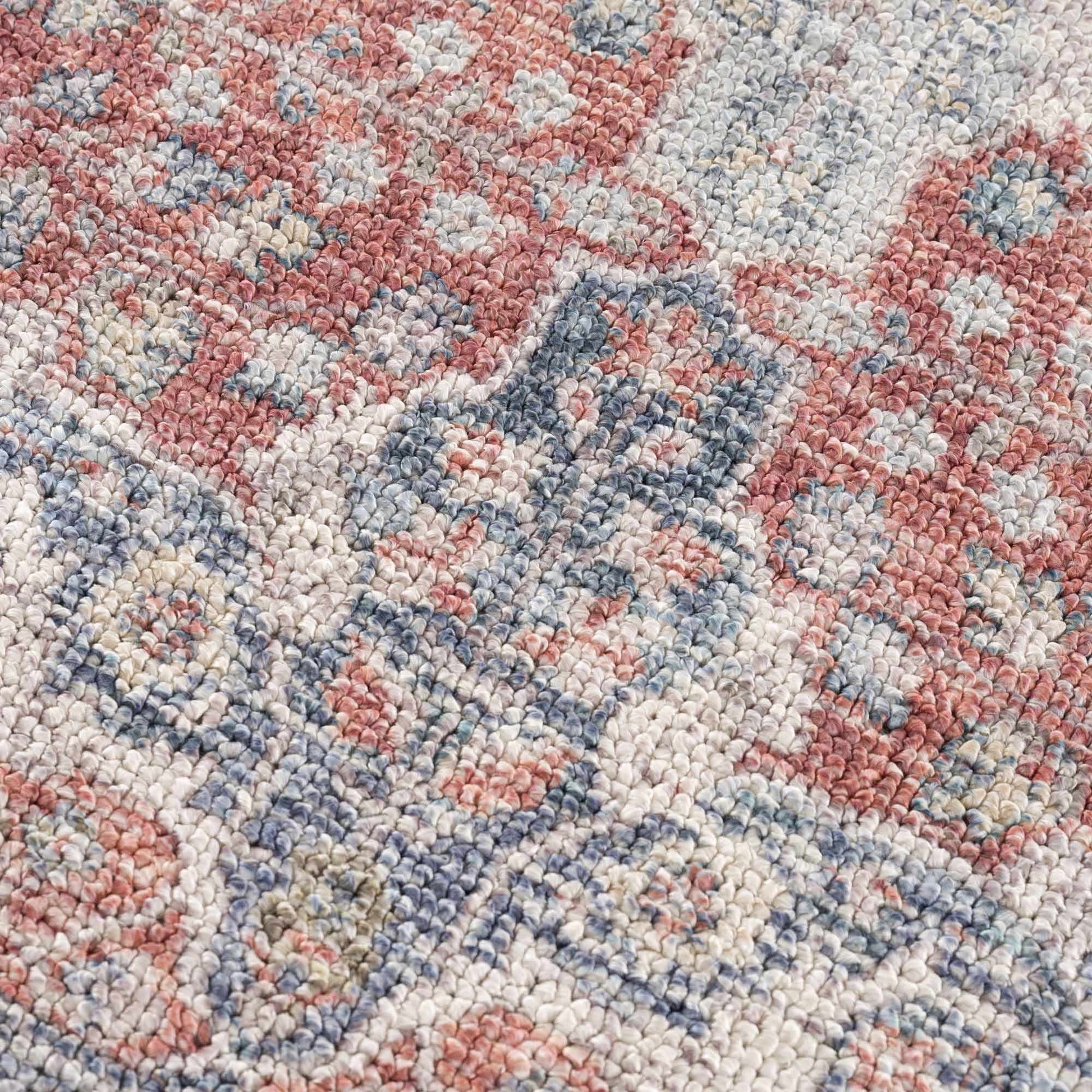 Ambre Burgundy, Blue & Beige Washable Area Rug - Quahog Bay Bedding