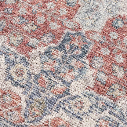 Ambre Burgundy, Blue & Beige Washable Area Rug - Quahog Bay Bedding