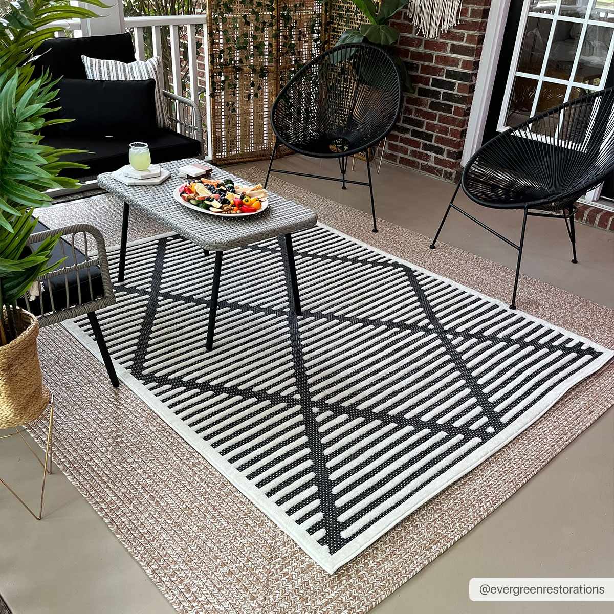 Anah 3D Black Outdoor Rug - Quahog Bay Bedding