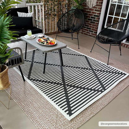 Anah 3D Black Outdoor Rug - Quahog Bay Bedding