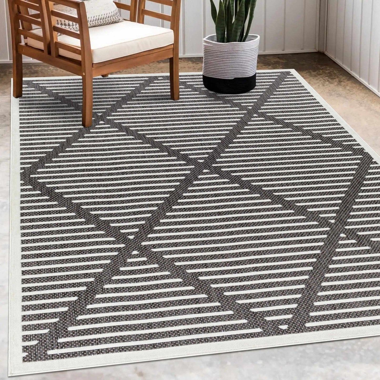 Anah 3D Black Outdoor Rug - Quahog Bay Bedding