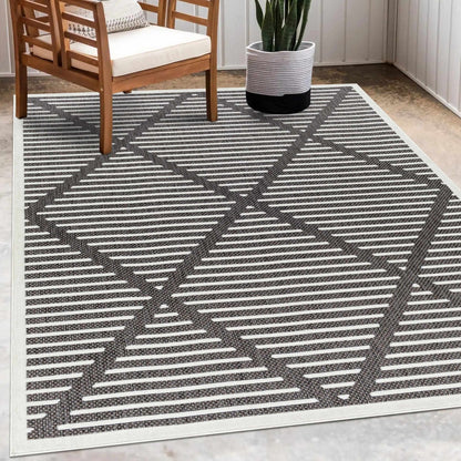 Anah 3D Black Outdoor Rug - Quahog Bay Bedding