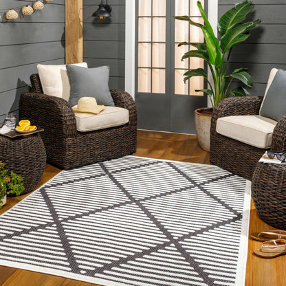 Anah 3D Black Outdoor Rug - Quahog Bay Bedding
