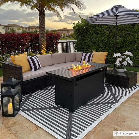 Anah 3D Black Outdoor Rug - Quahog Bay Bedding