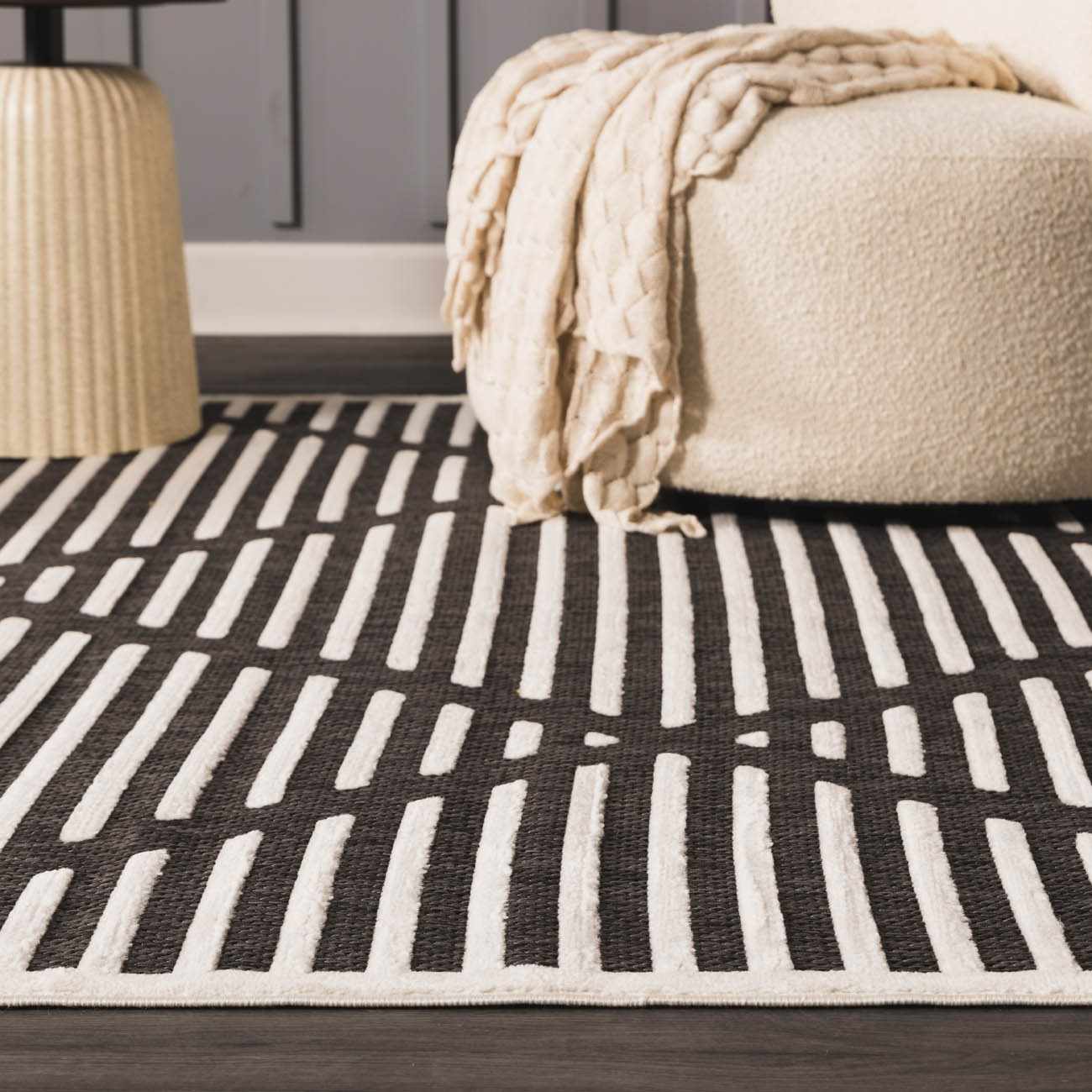 Anah 3D Black Outdoor Rug - Quahog Bay Bedding