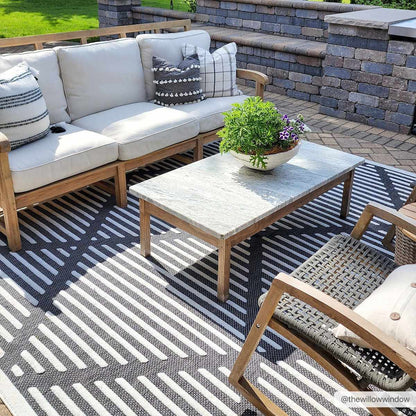 Anah 3D Black Outdoor Rug - Quahog Bay Bedding