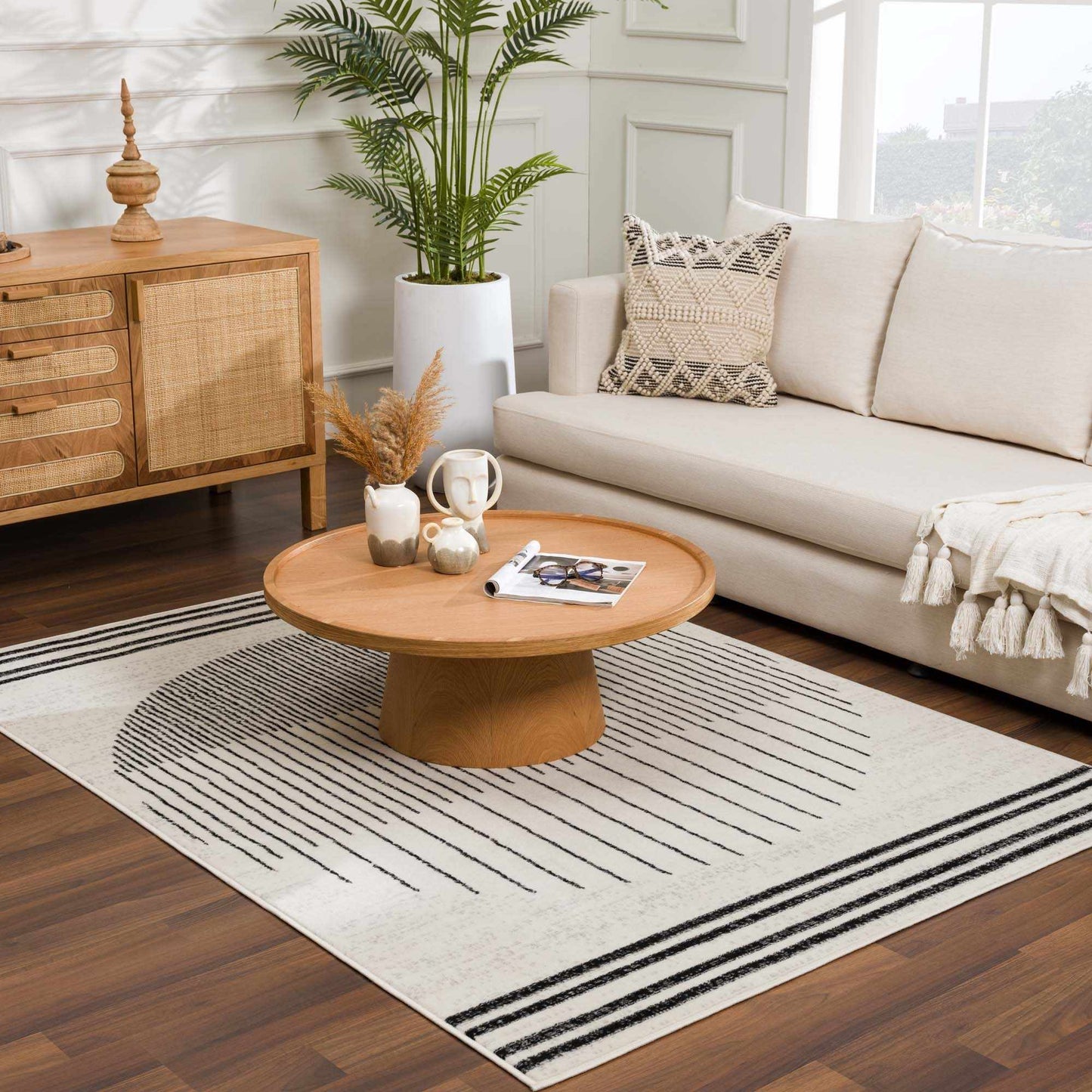 Angus Black & White Striped - Geometric Area Rug - Quahog Bay Bedding
