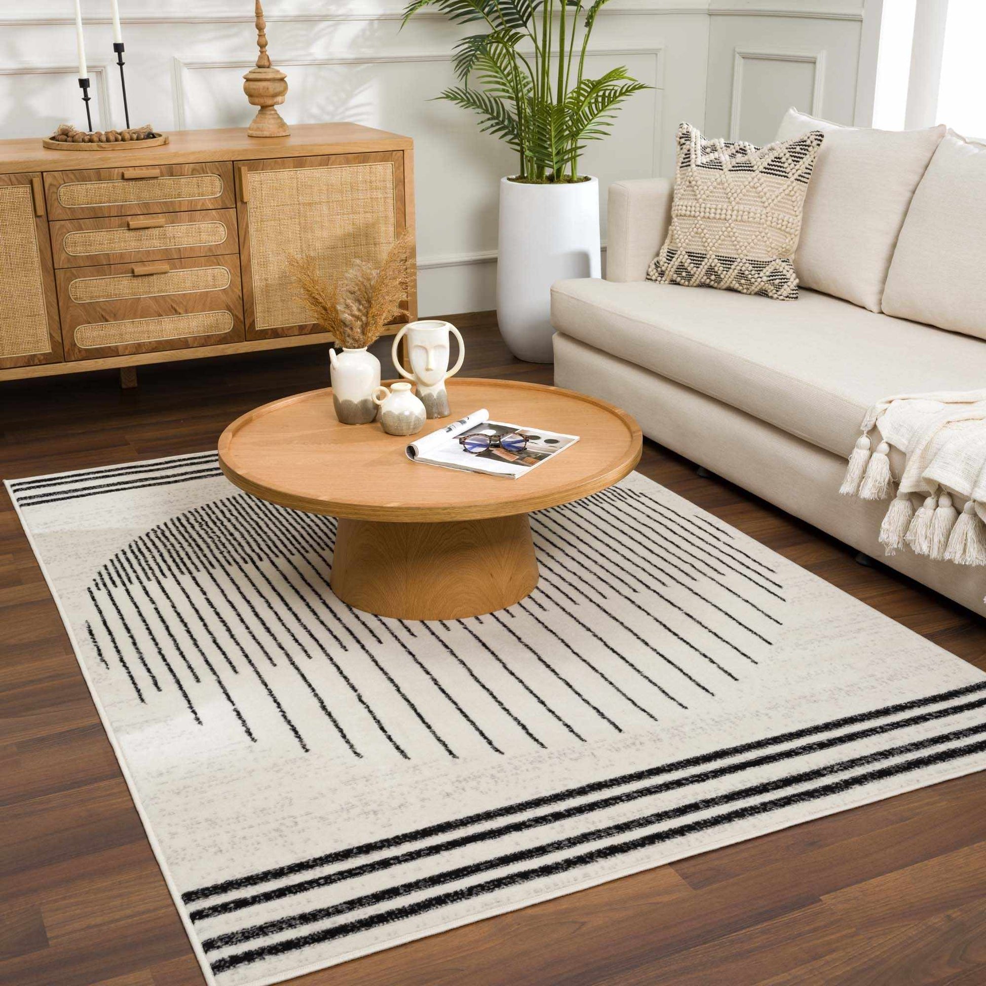 Angus Black & White Striped - Geometric Area Rug - Quahog Bay Bedding