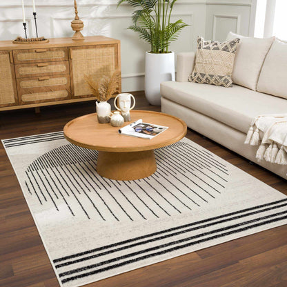 Angus Black & White Striped - Geometric Area Rug - Quahog Bay Bedding