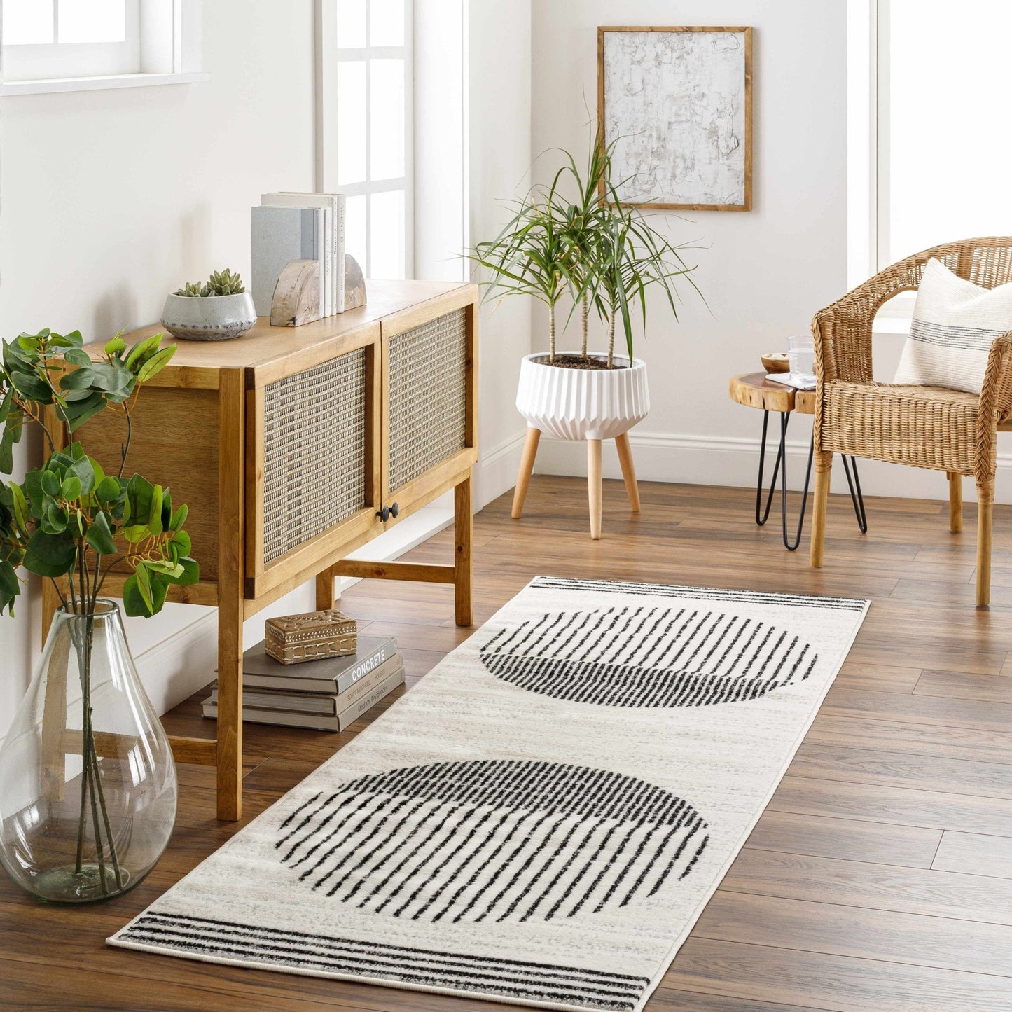 Angus Black & White Striped - Geometric Area Rug - Quahog Bay Bedding