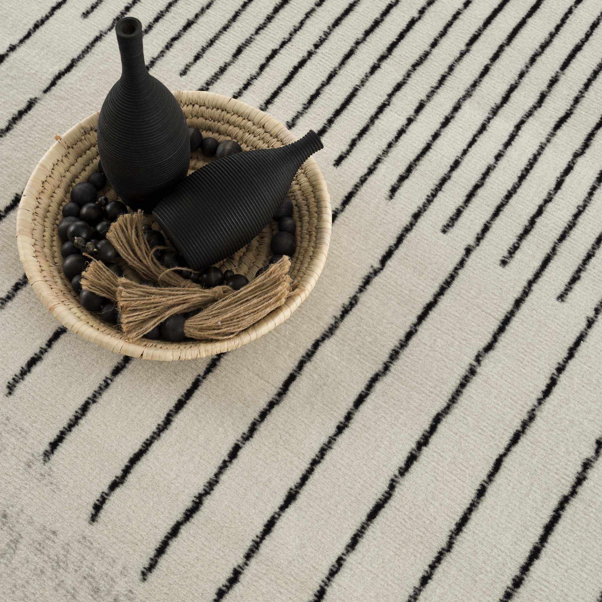 Angus Black & White Striped - Geometric Area Rug - Quahog Bay Bedding