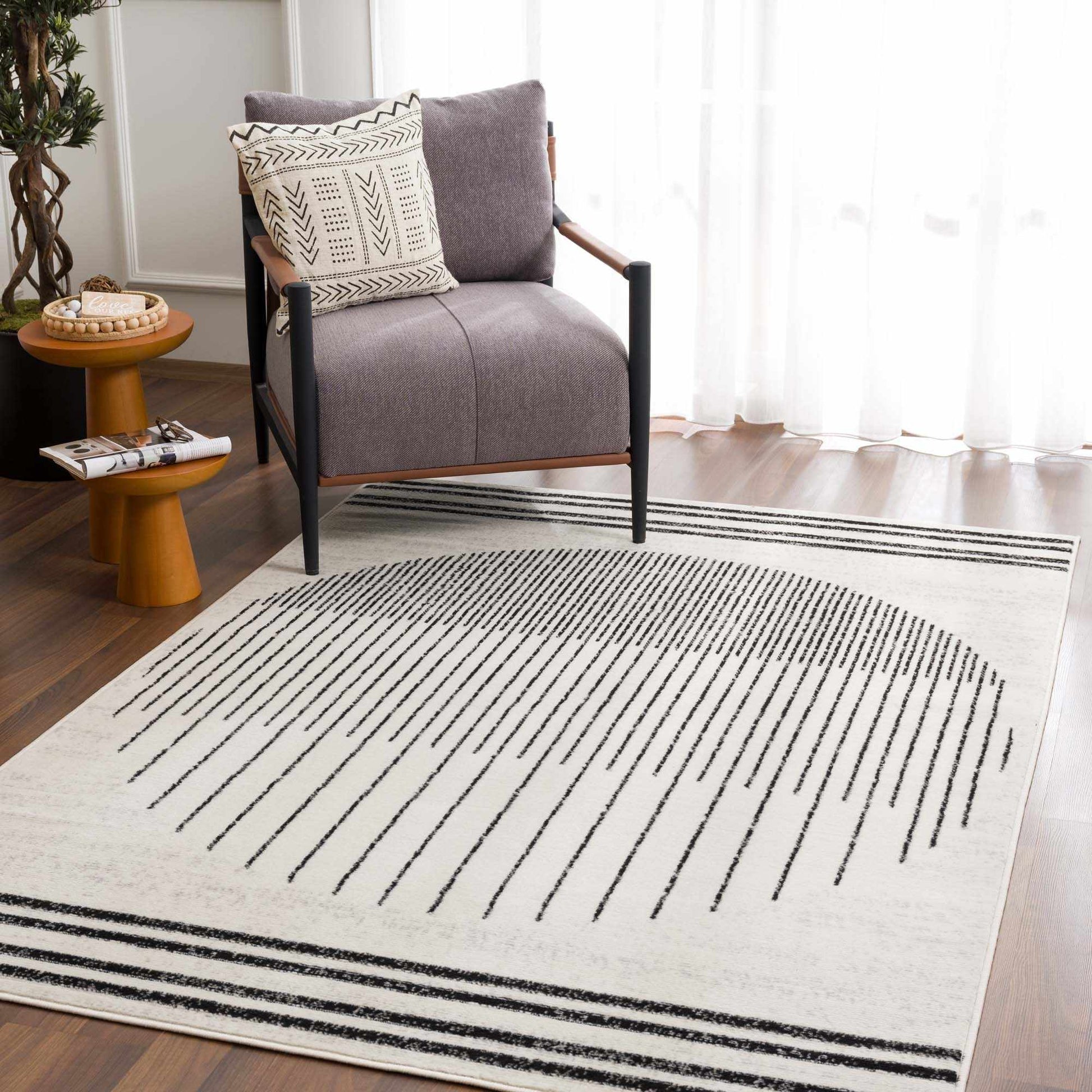 Angus Black & White Striped - Geometric Area Rug - Quahog Bay Bedding