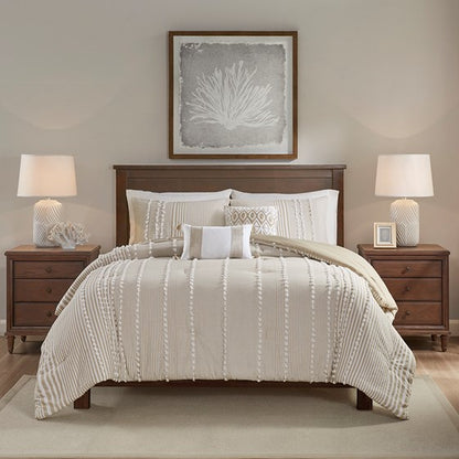 Anslee 3 Piece Cotton Yarn Dyed Comforter Set Taupe