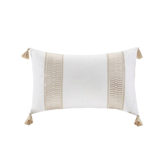 Anslee Embroidered Cotton Oblong Decorative Pillow - Quahog Bay Bedding