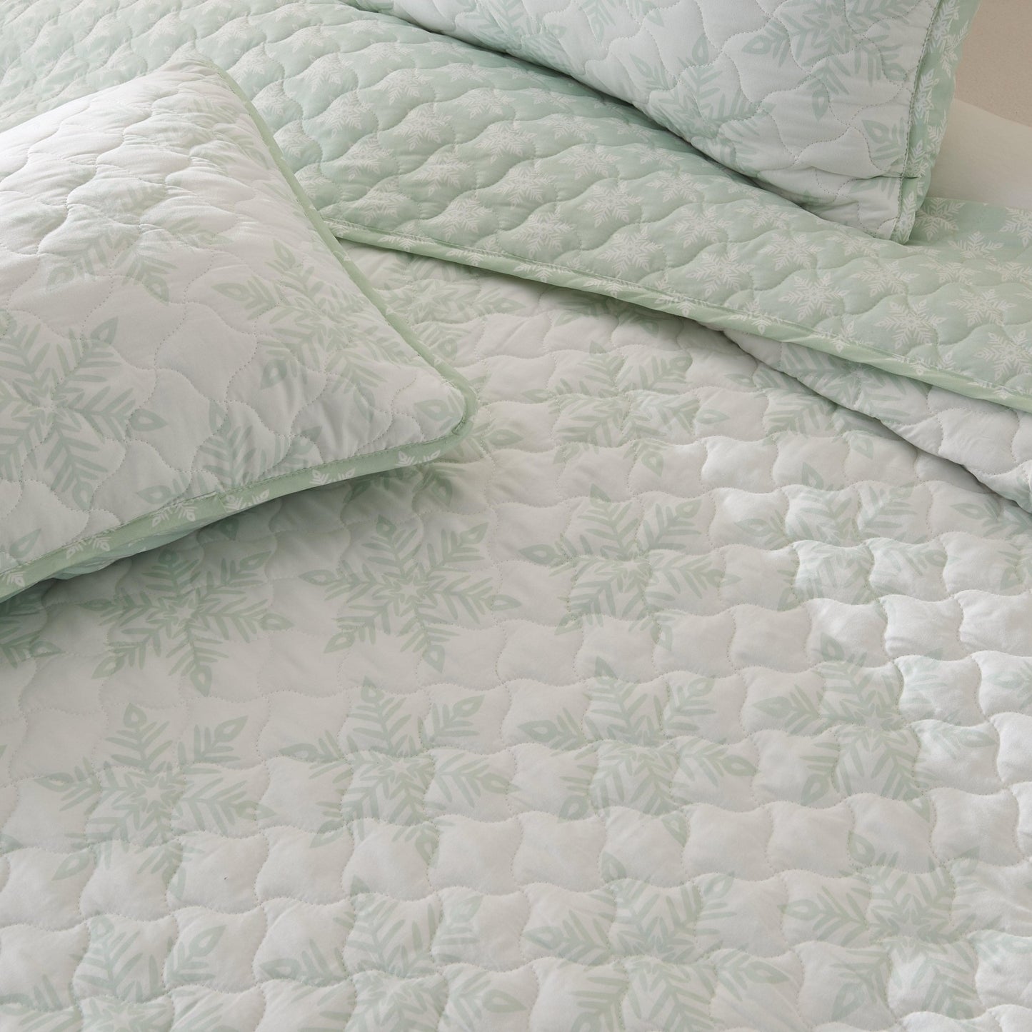 Aqua Blue Snowflake Quilt - Coastal Christmas Bedding - Quahog Bay Bedding