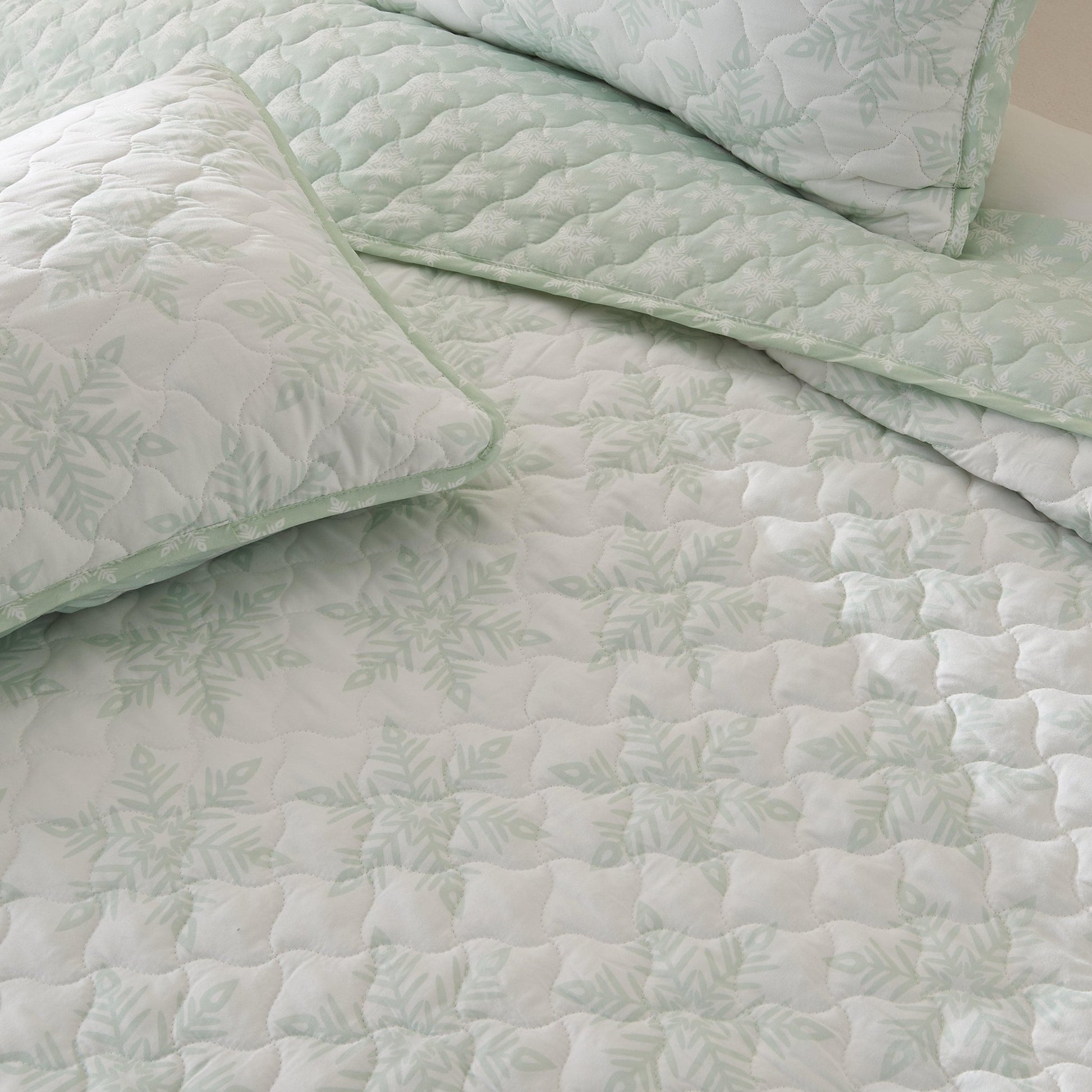 Aqua Blue Snowflake Quilt - Coastal Christmas Bedding - Quahog Bay Bedding