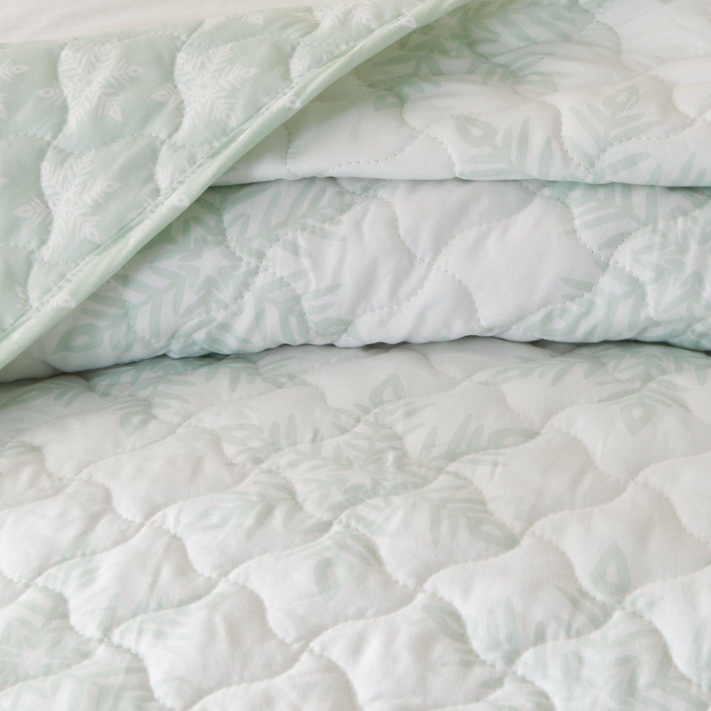 Aqua Blue Snowflake Quilt - Coastal Christmas Bedding - Quahog Bay Bedding