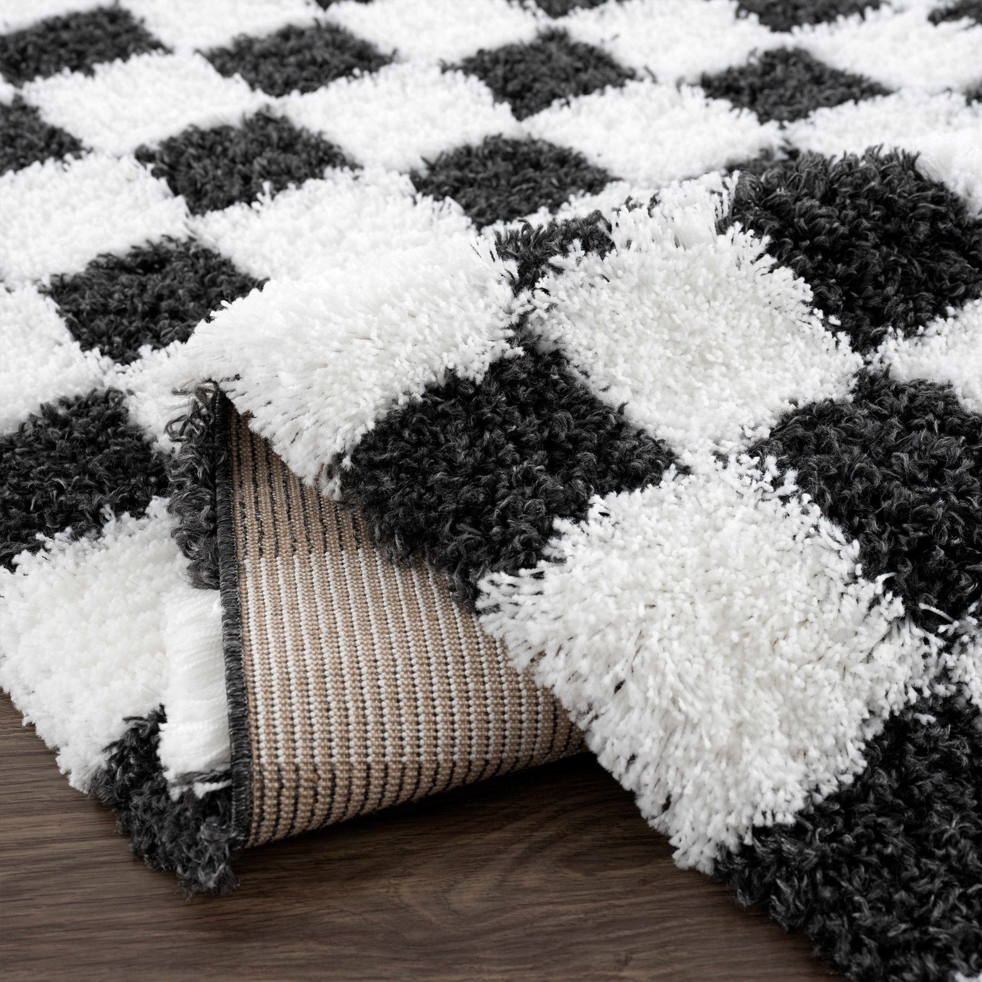 Atira Black & White Checkered Area Rug - Quahog Bay Bedding