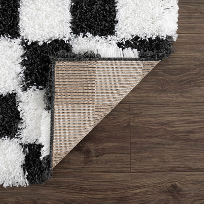 Atira Black & White Checkered Area Rug - Quahog Bay Bedding