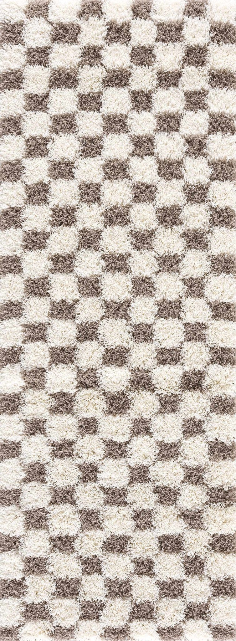 Atira Brown Checkered Area Rug - Quahog Bay Bedding