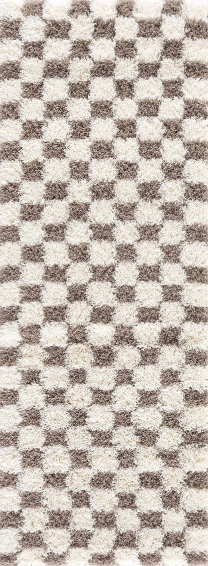 Atira Brown Checkered Area Rug - Quahog Bay Bedding