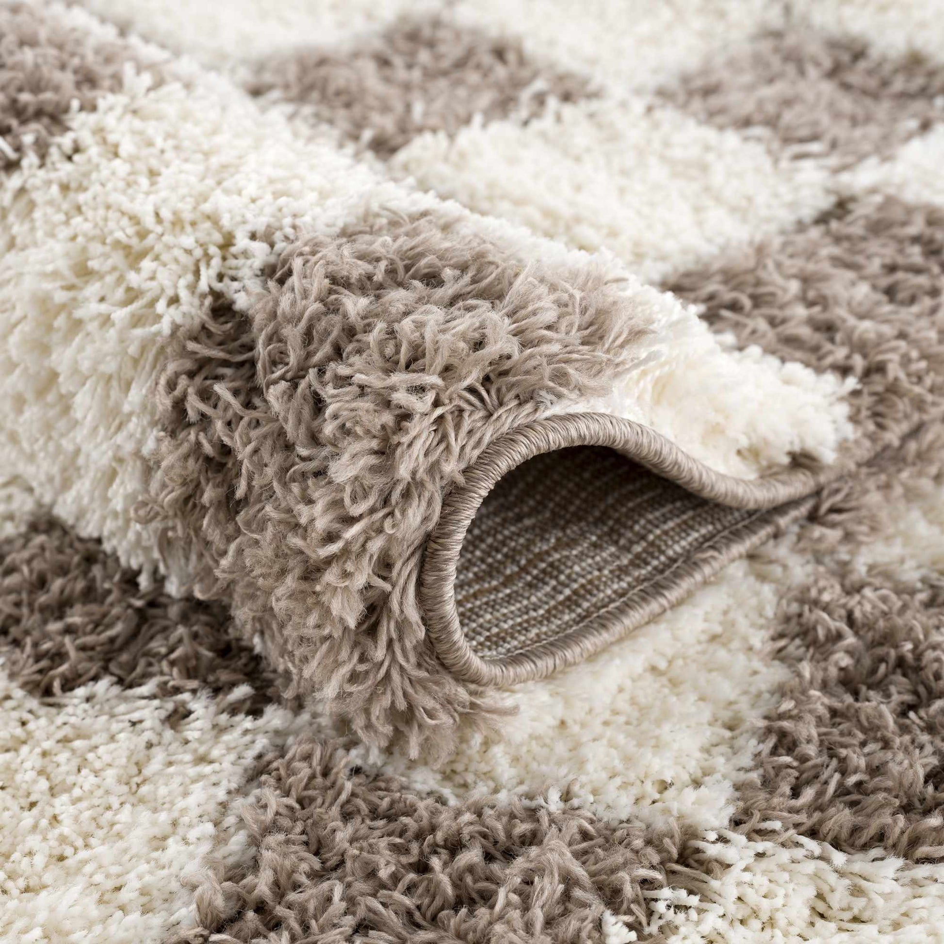 Atira Brown Checkered Area Rug - Quahog Bay Bedding