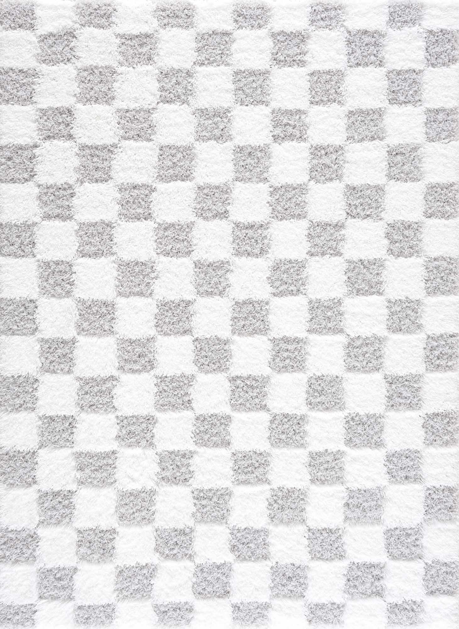 Atira Gray Checkered Area Rug - Quahog Bay Bedding