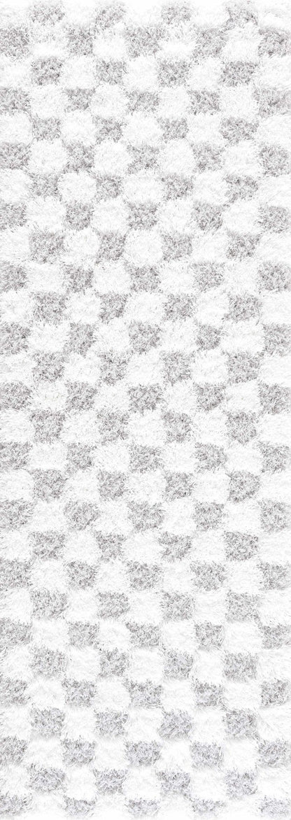 Atira Gray Checkered Area Rug - Quahog Bay Bedding