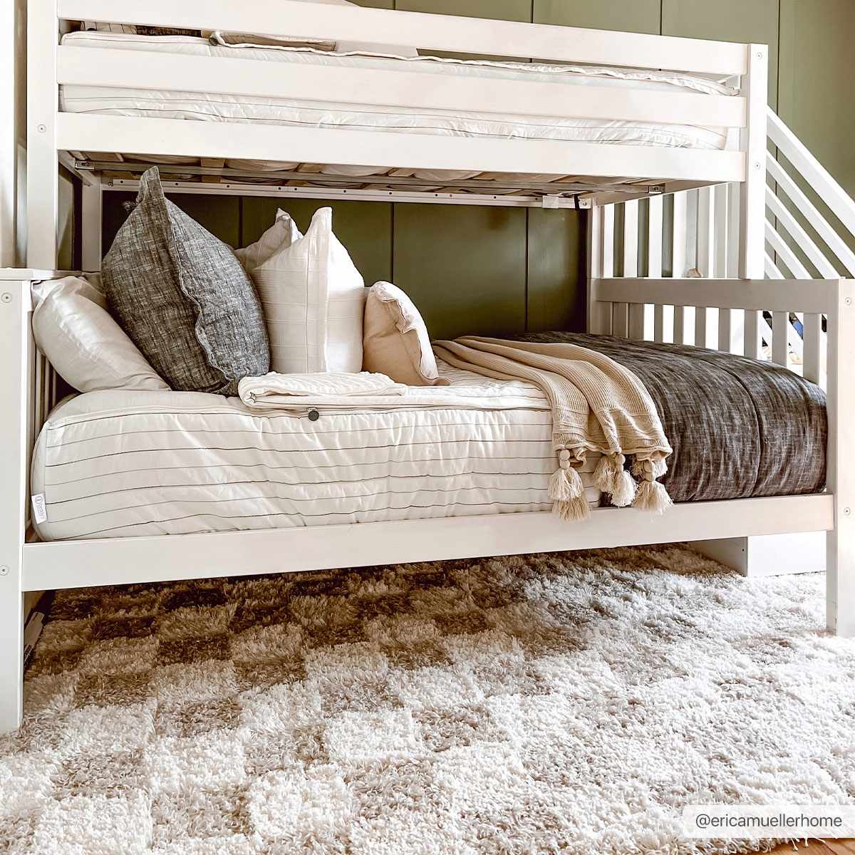 Atira Light Brown Checkered Area Rug - Quahog Bay Bedding