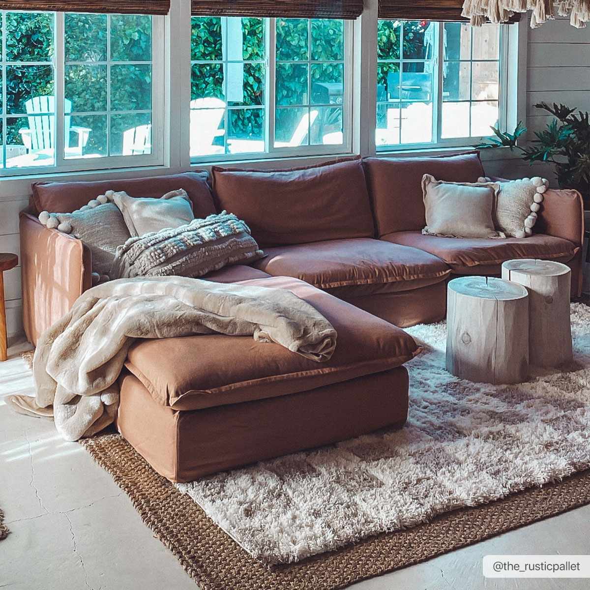Atira Light Brown Checkered Area Rug - Quahog Bay Bedding