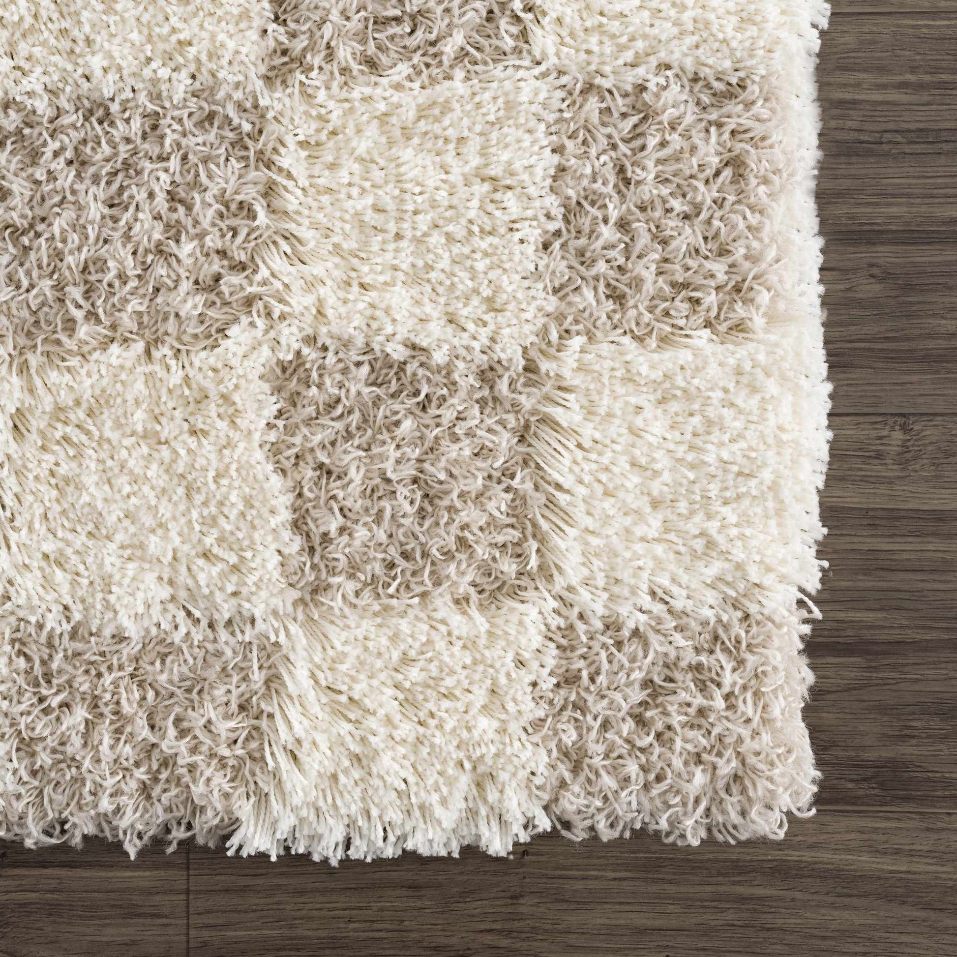 Atira Light Brown Checkered Area Rug - Quahog Bay Bedding